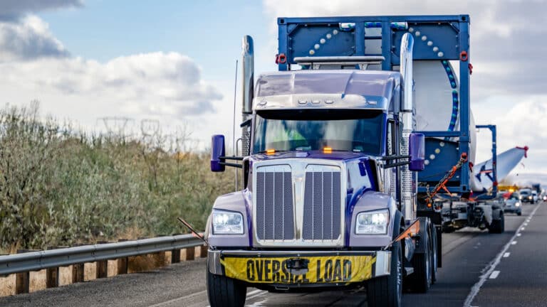 Truck with oversize load