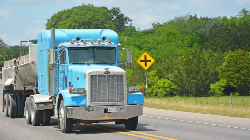 Big truck at the country road