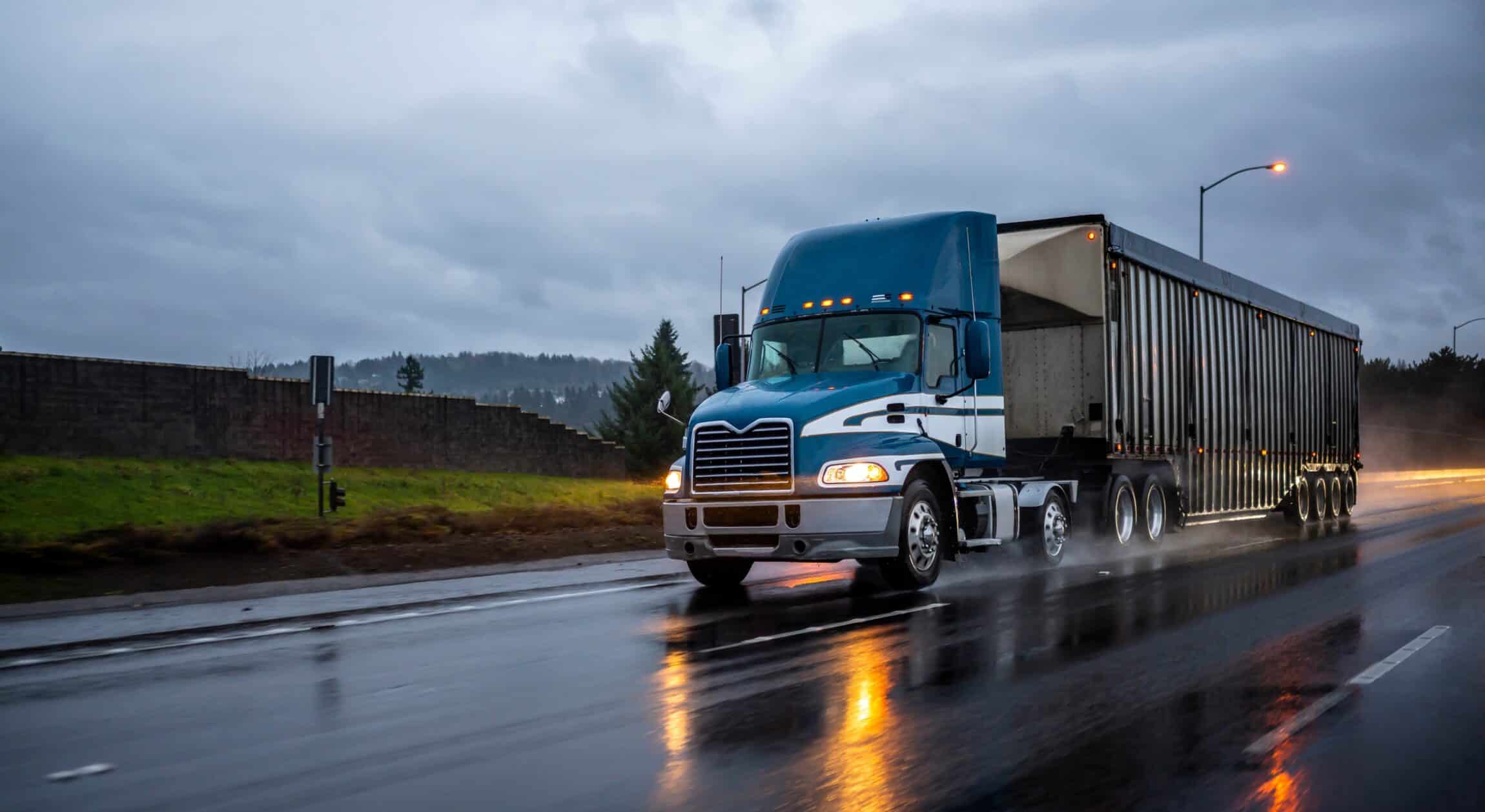 Big rig blue semi truck