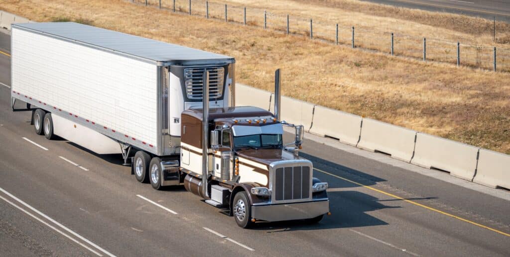 Industrial brown big rig semi truck