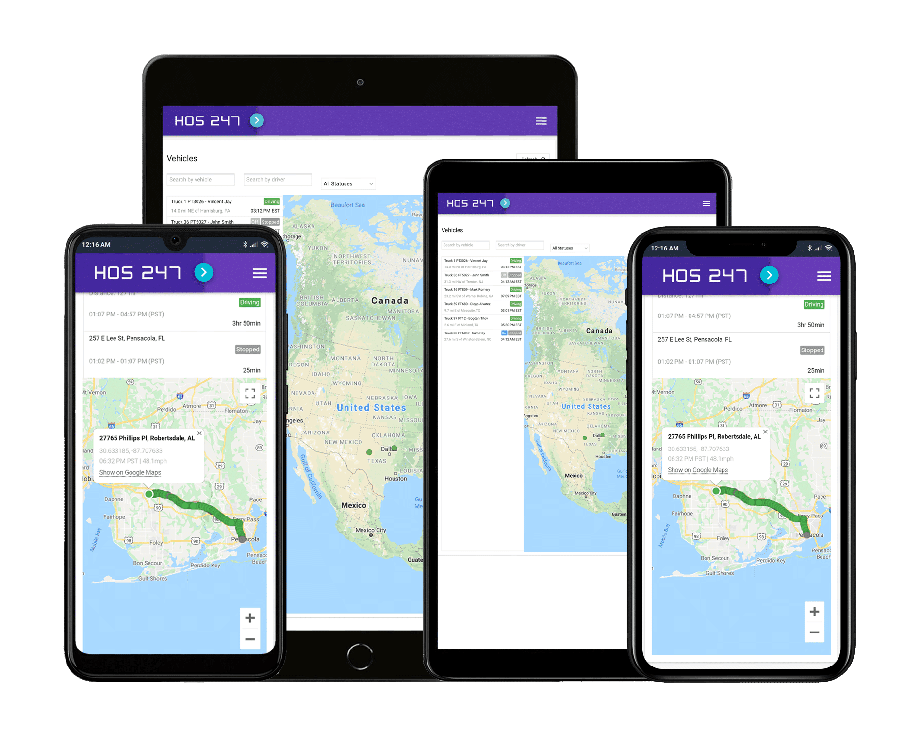 HOS247 GPS fleet tracking app