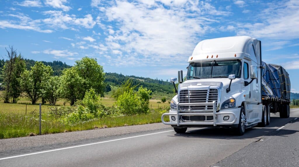 White big rig American semi truck