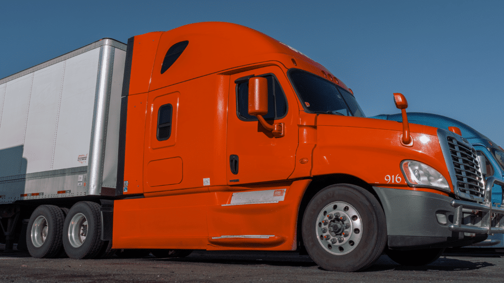Orange semi's cabin
