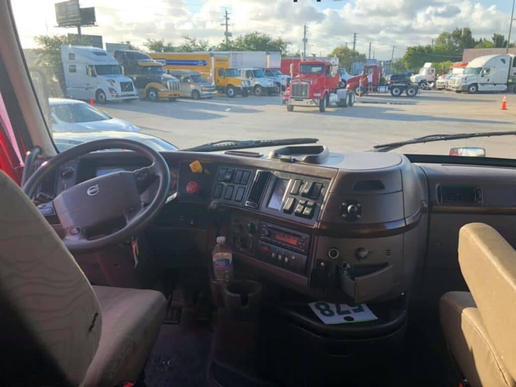 inside of truck's cabin