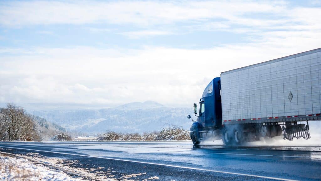 big rig on a winter road
