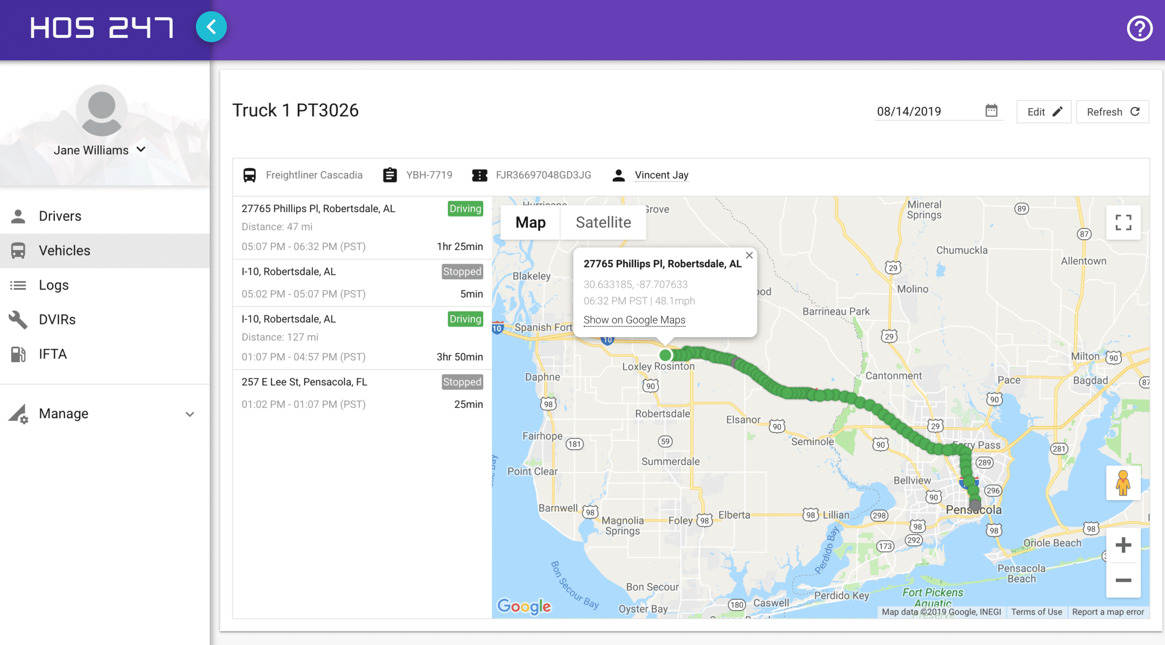 HOS247 GPS system for trucks