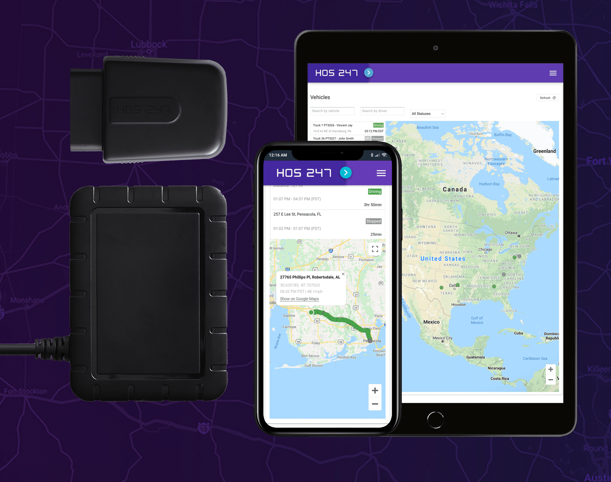 HOS247 GPS fleet tracking system