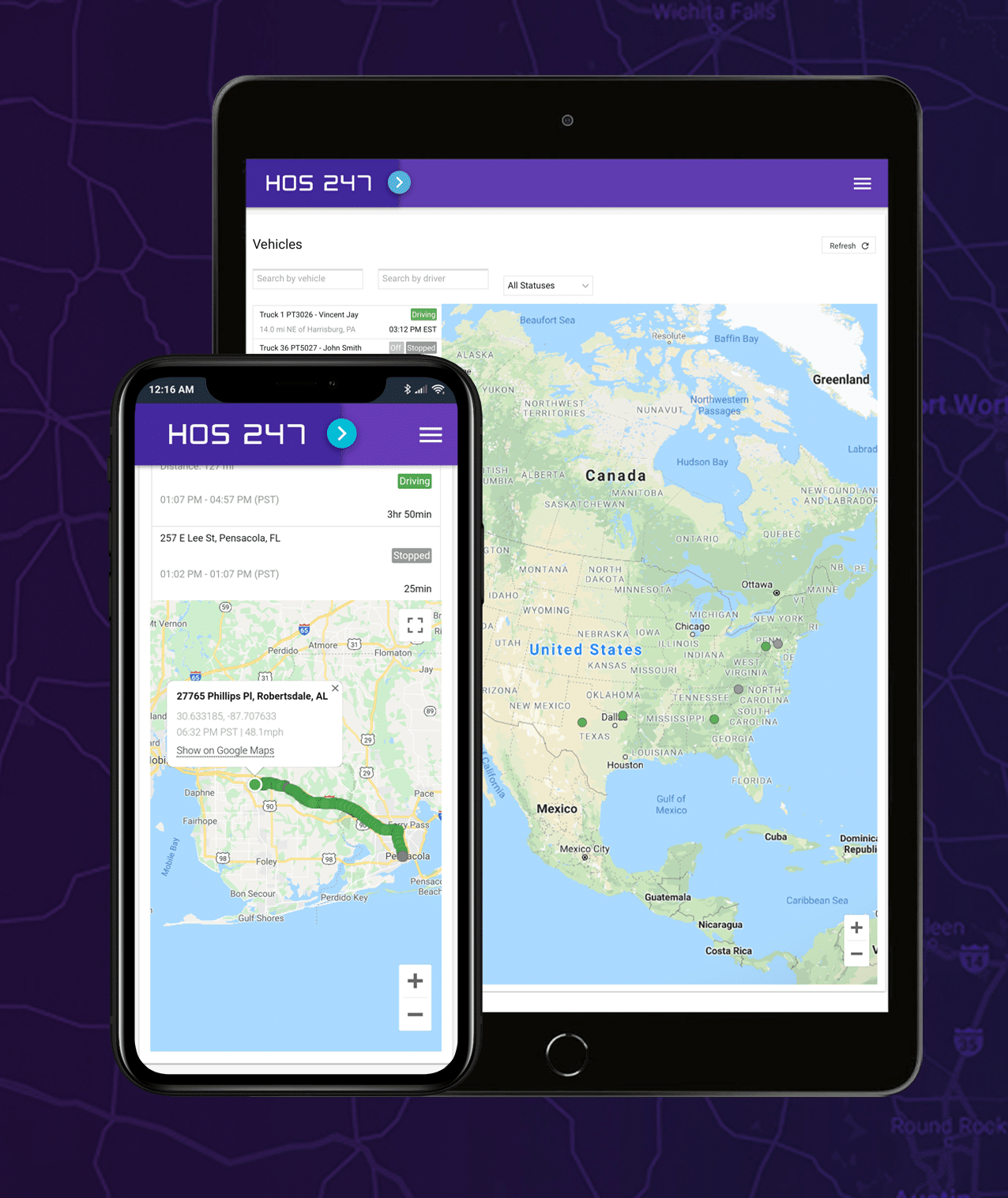 HOS247 GPS tracking for trucks app