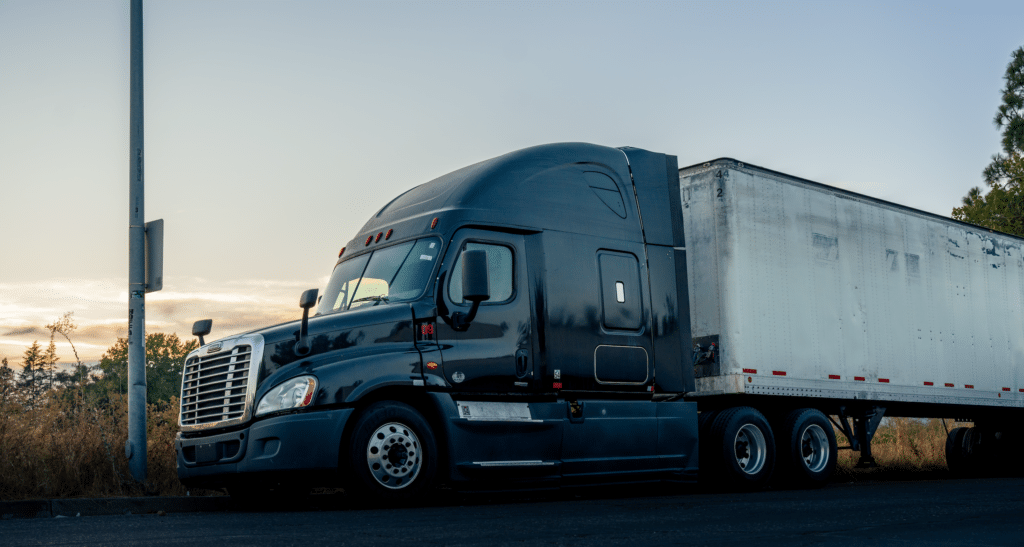 Black semi truck