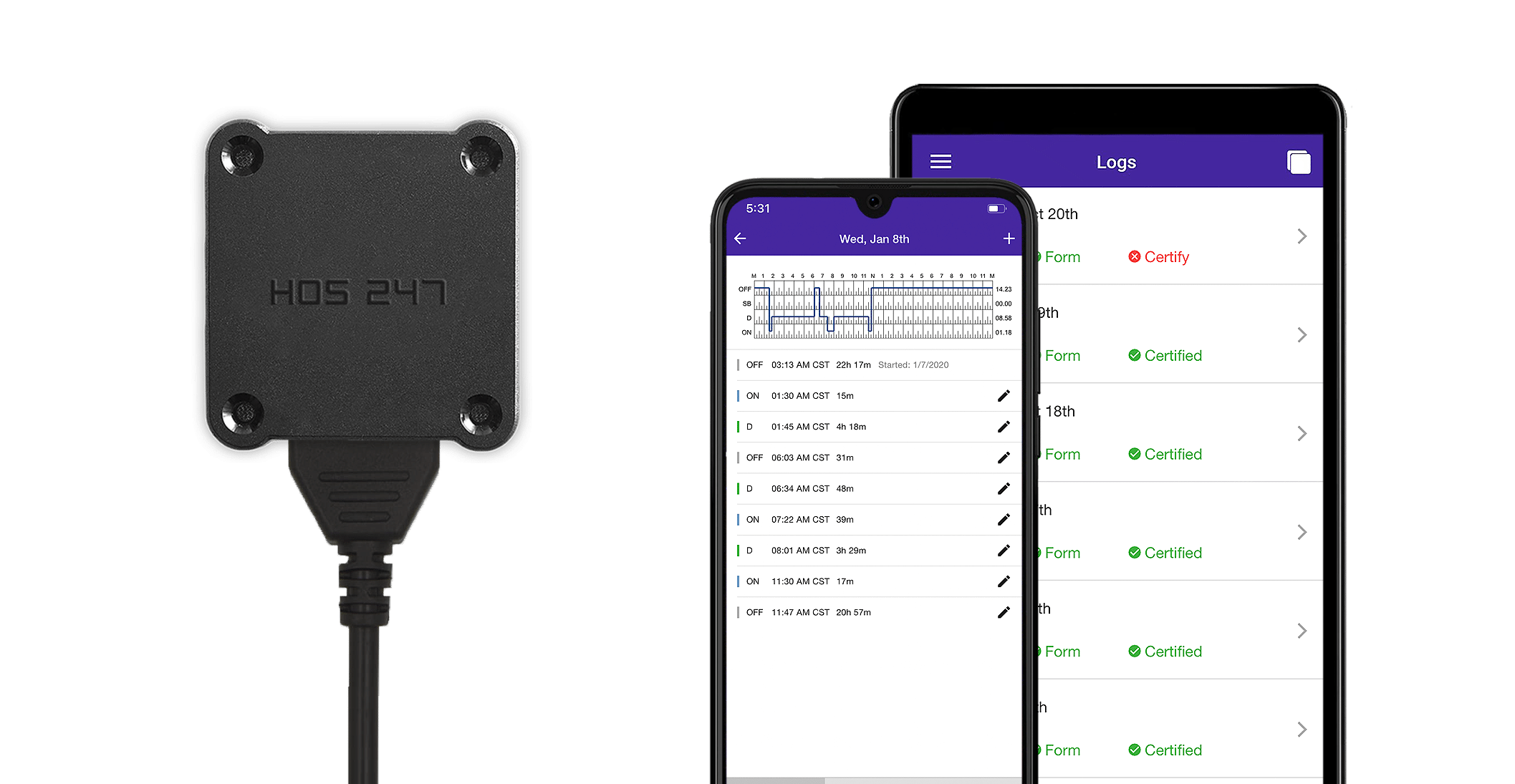 HOS247 truck driver electronic logs app