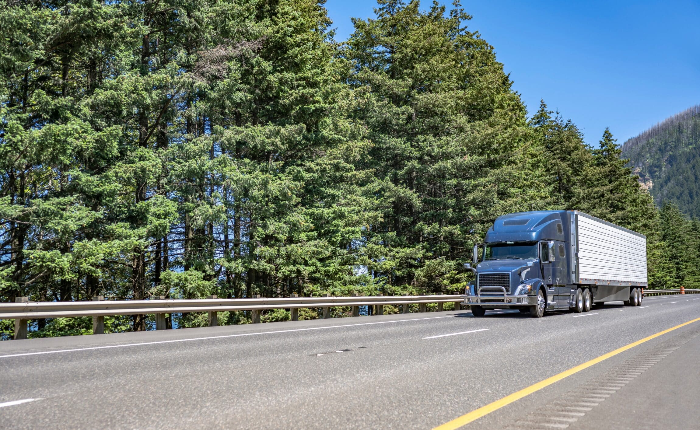 Dark gray industrial big rig semi truck
