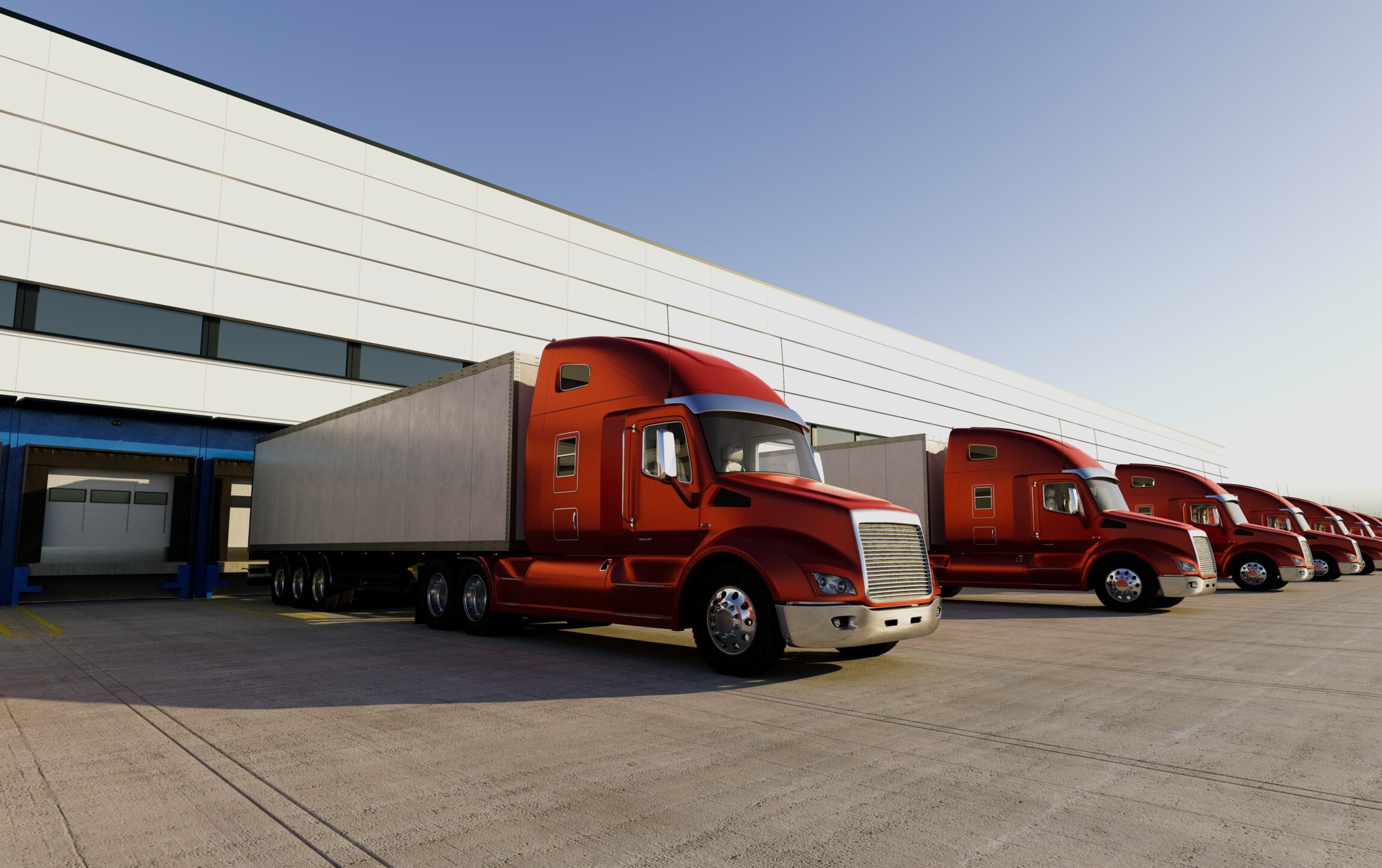 red semi truck on parking