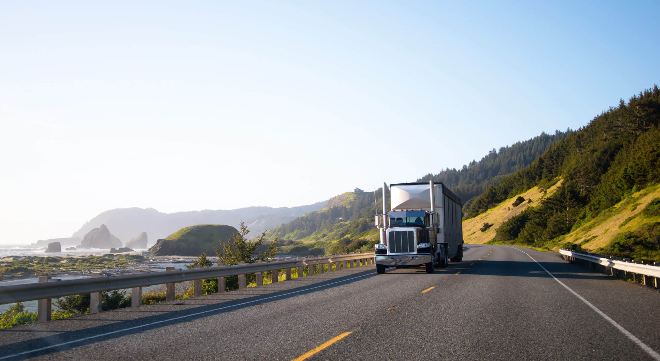 Spectacular landscaping with big rig semi truck