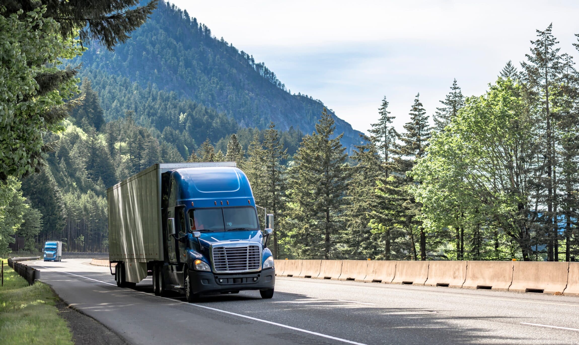big rigs industrial semi trucks transporting cargo