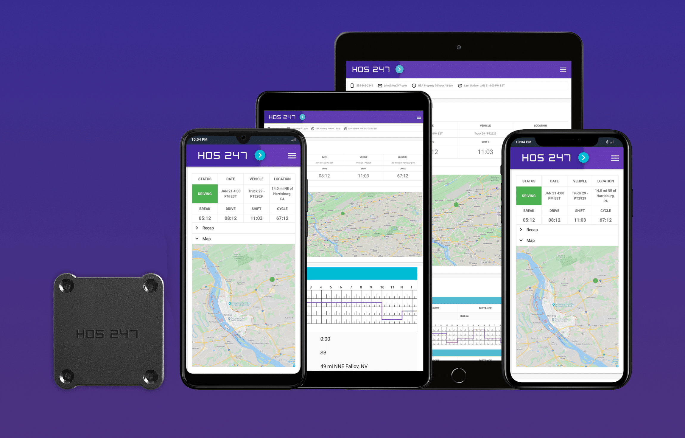 HOS247 ELD application and device
