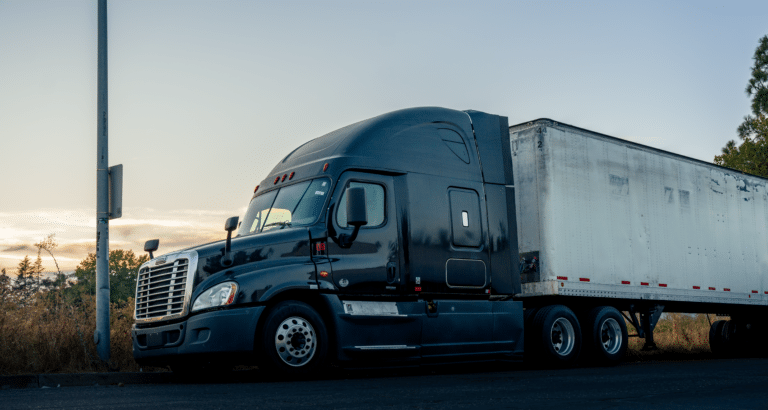 Cabin of black big rig