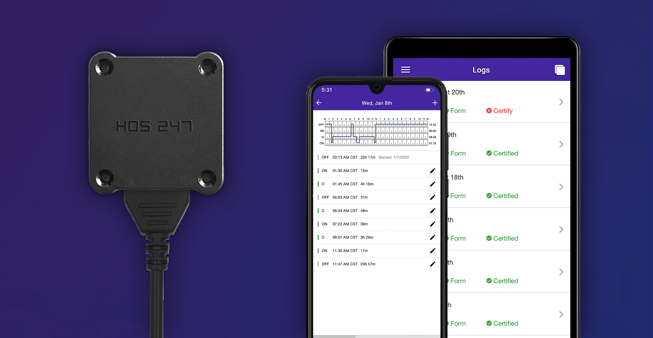 HOS247 electronic logs app
