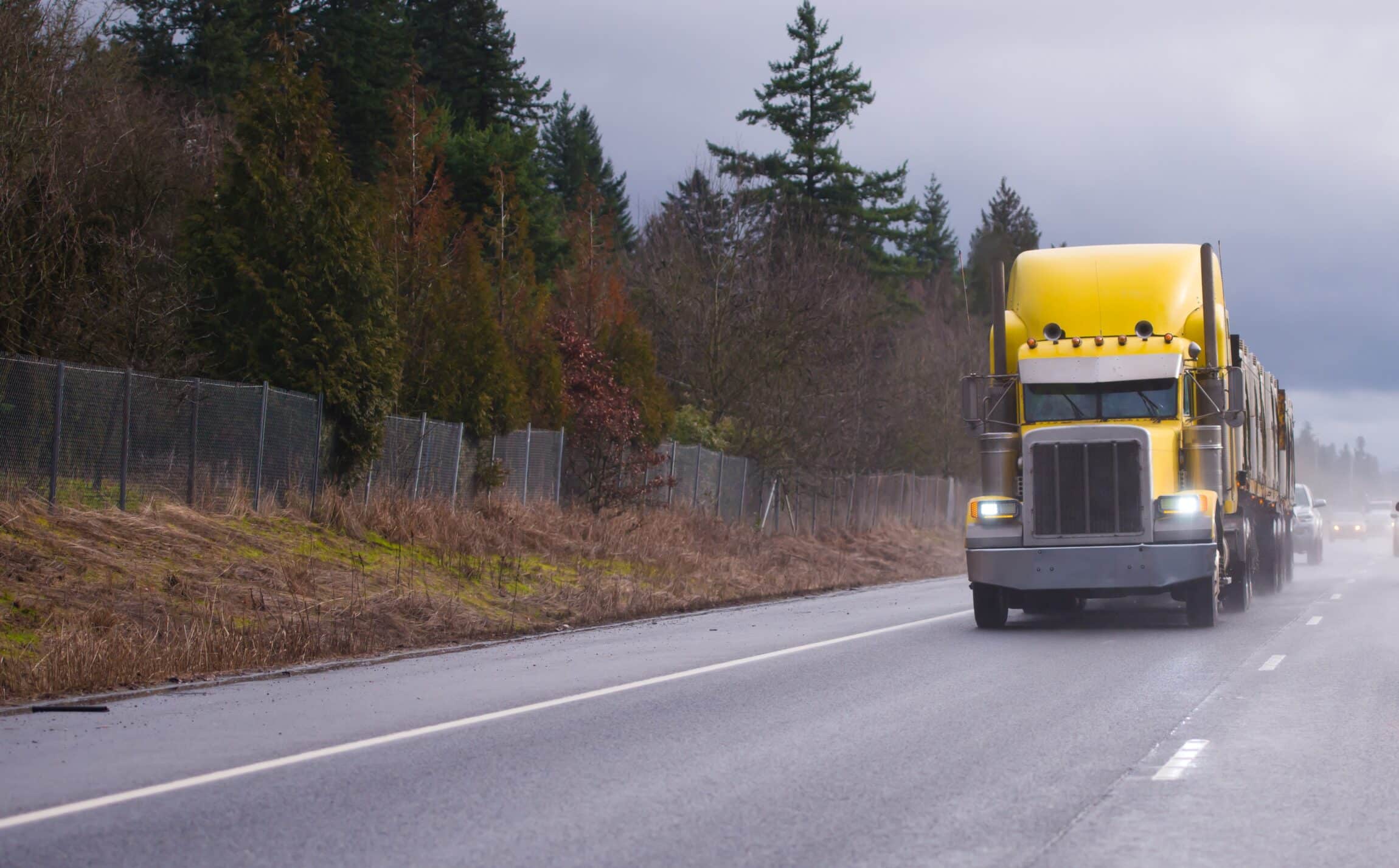 yellow professional American big rig