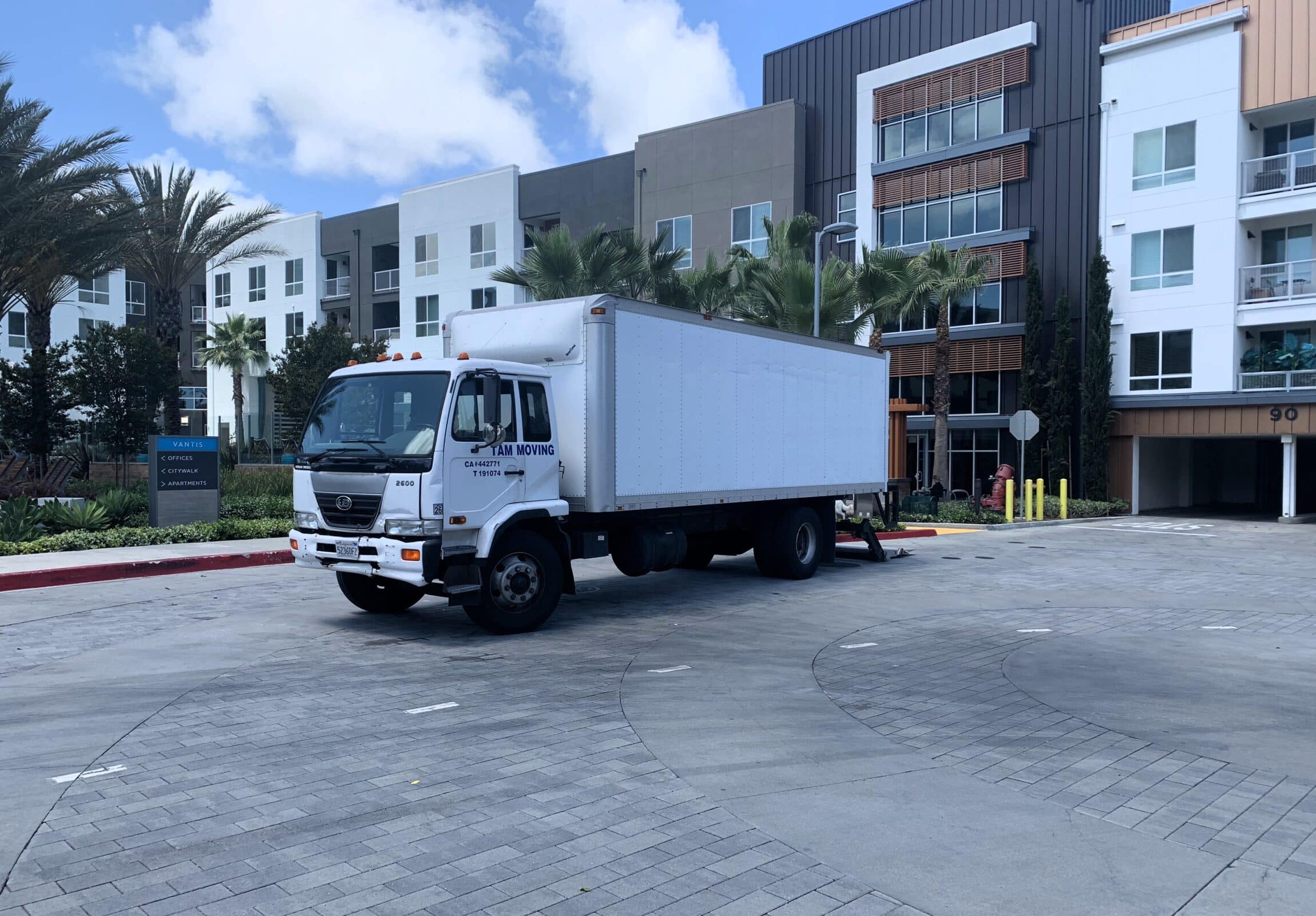 White blox truck on the road