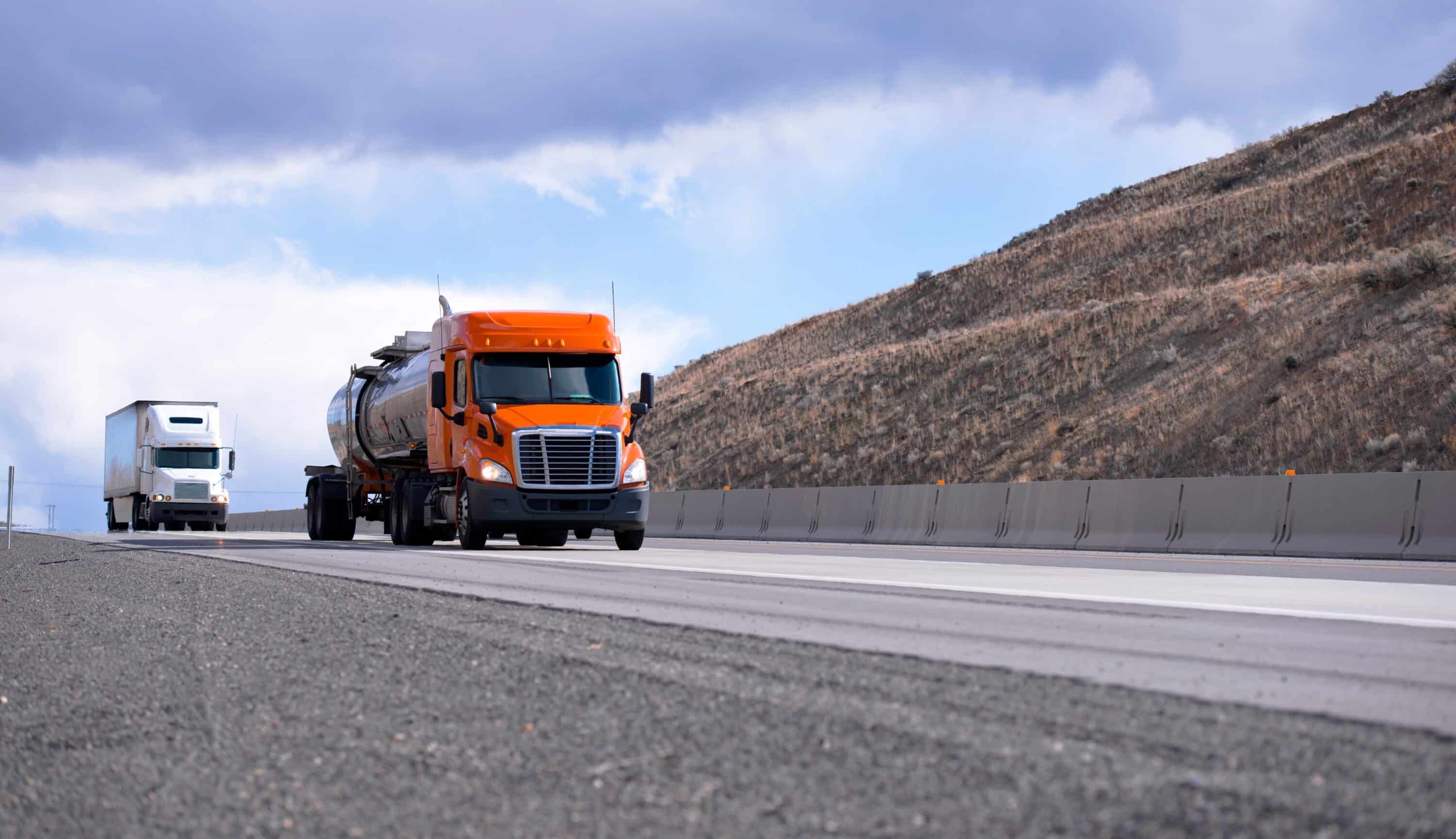 heavy trucks on the road