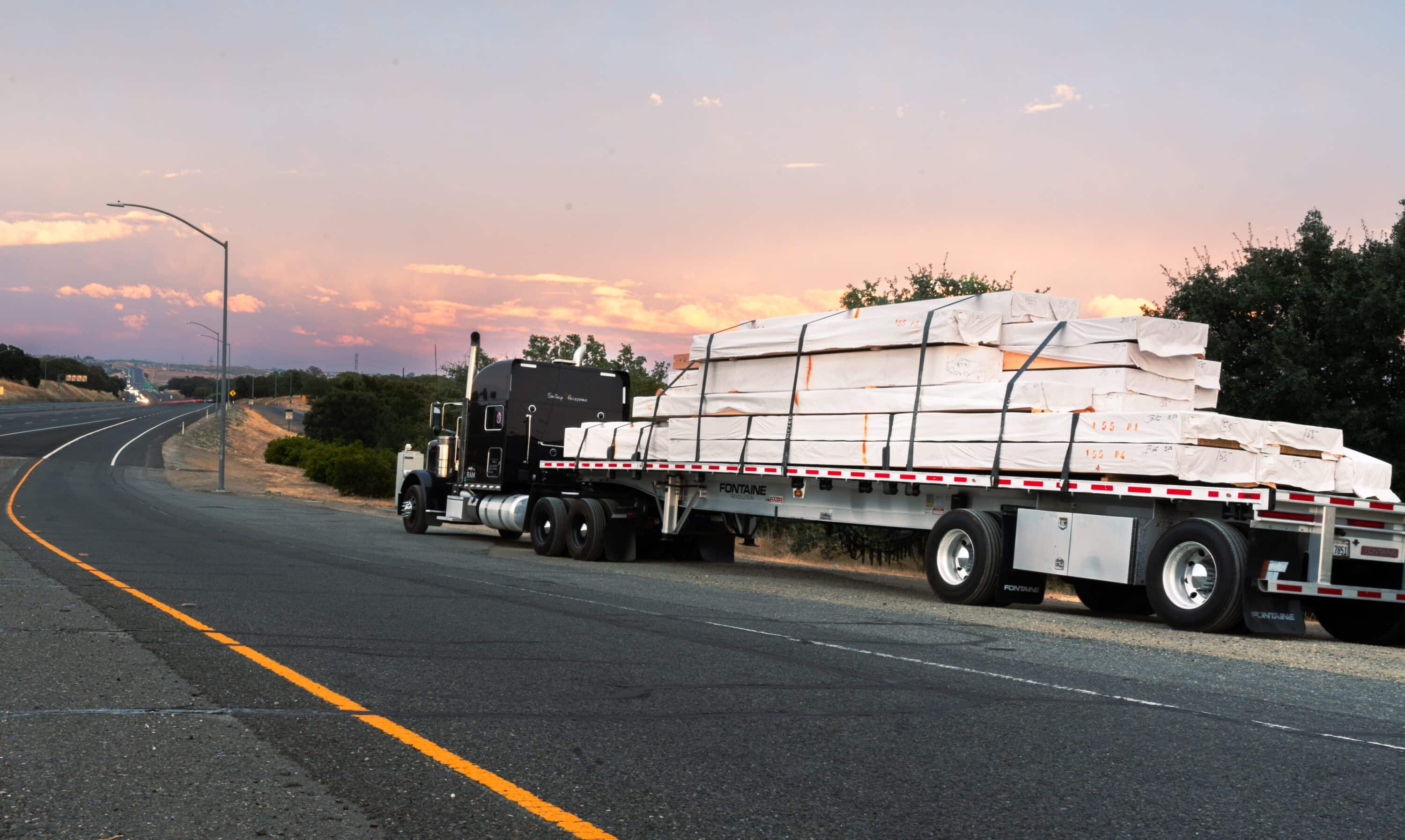 loaded semi truck on the road