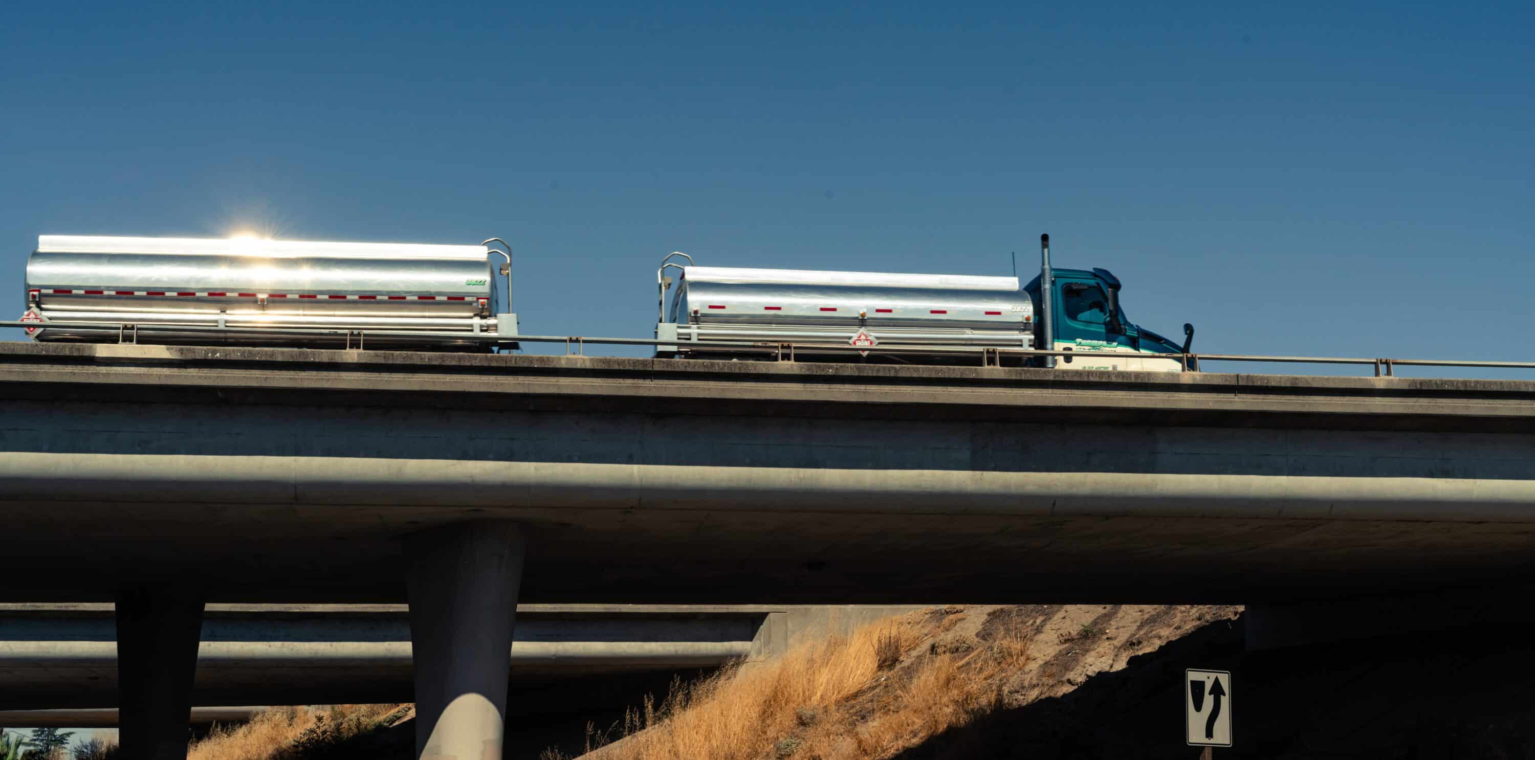 truck crossing the bridge