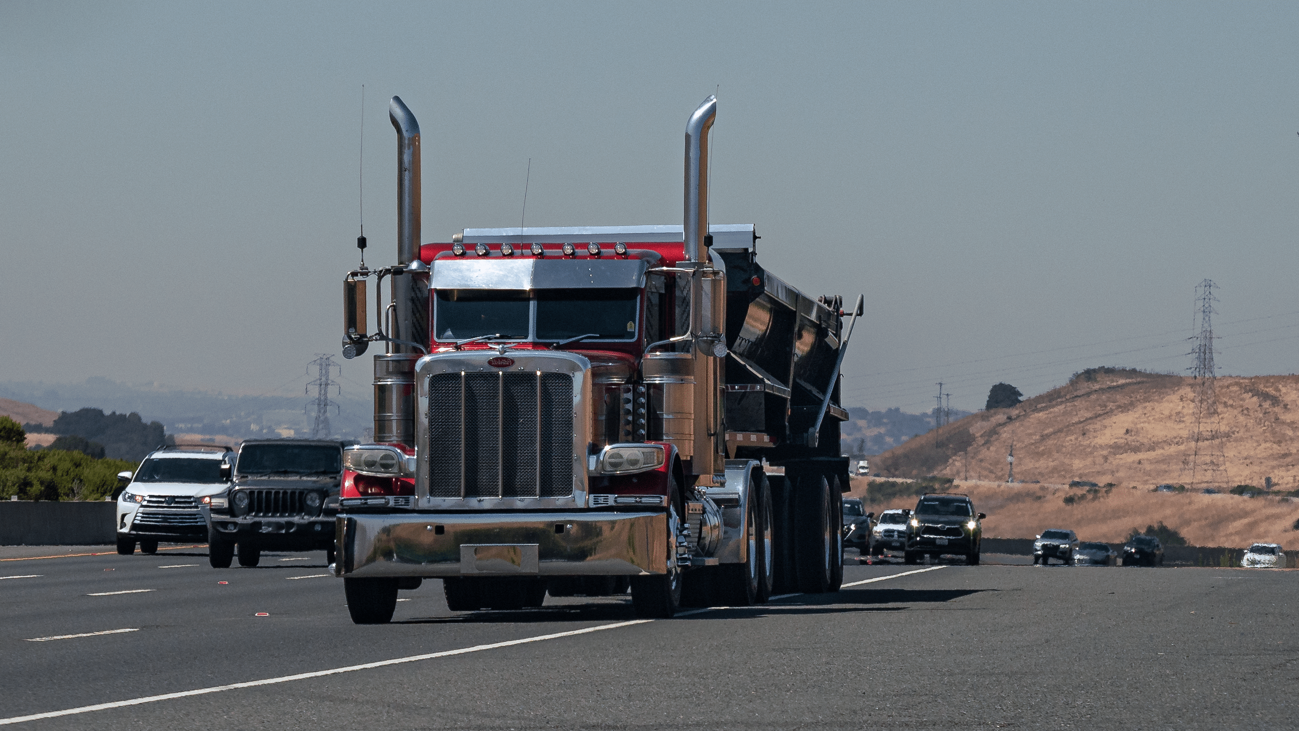 heavy loaded truck on the road