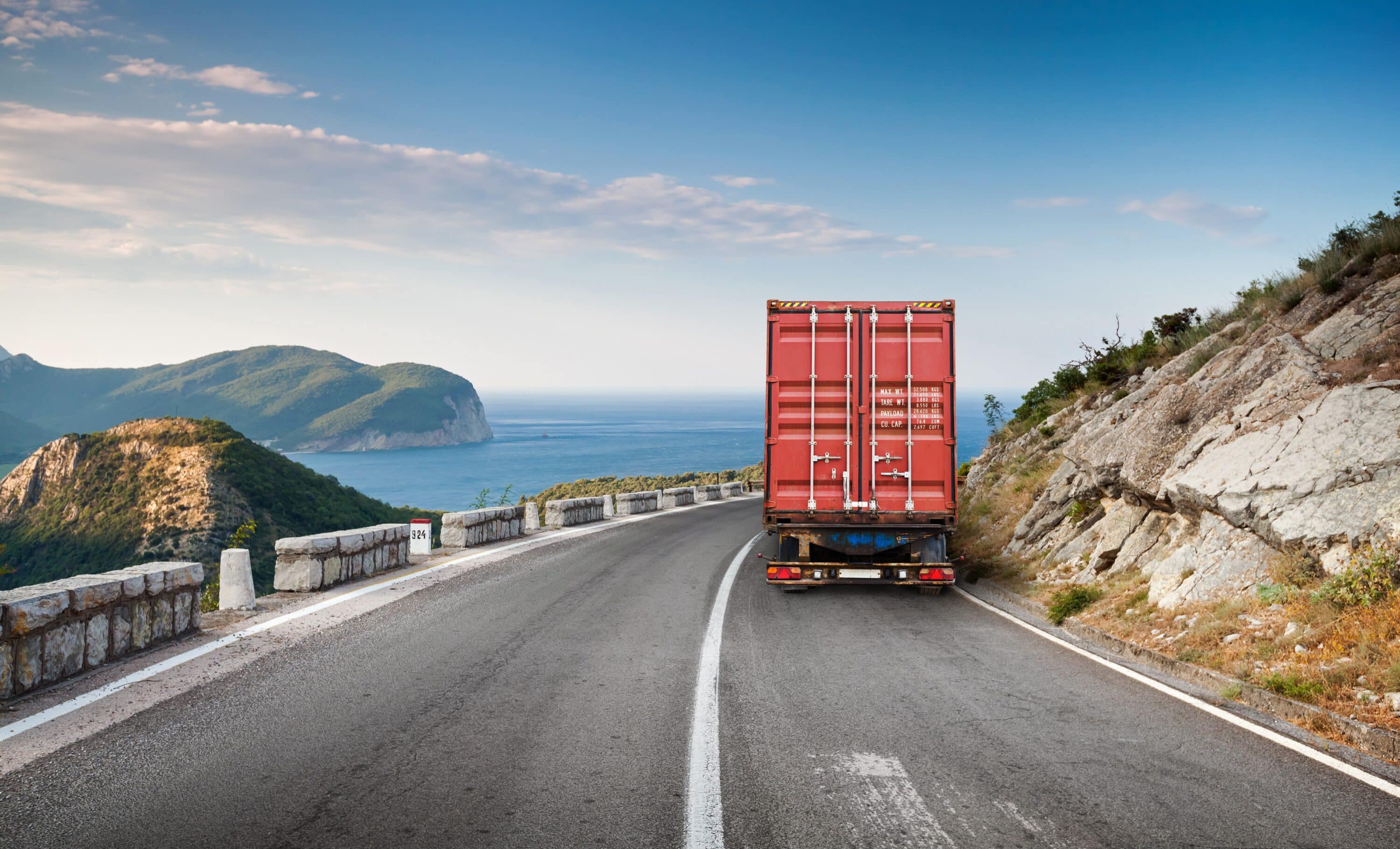 back of a semi truck on the road