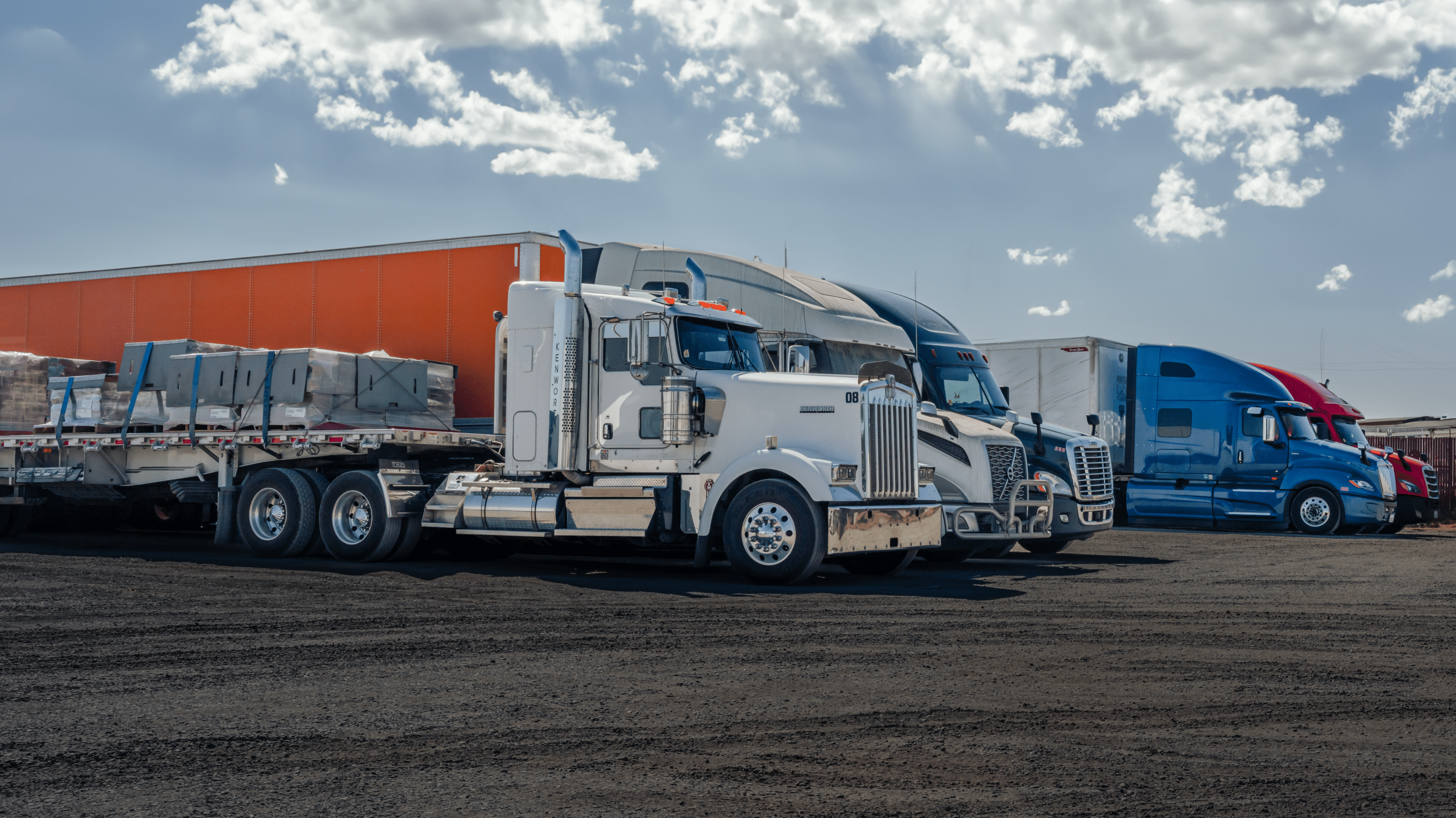fleet of trucks on the parking lot