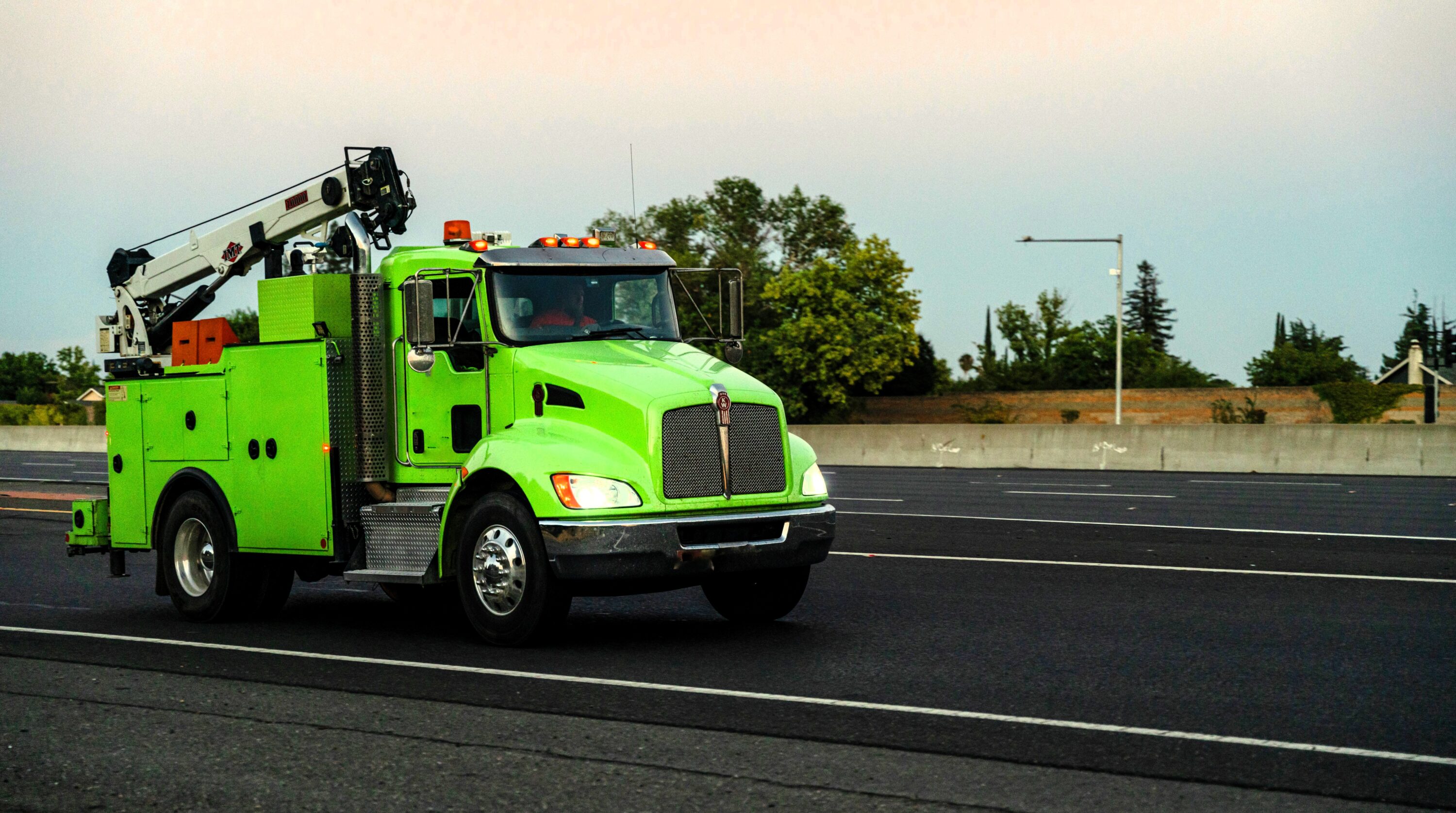 green truck on the road
