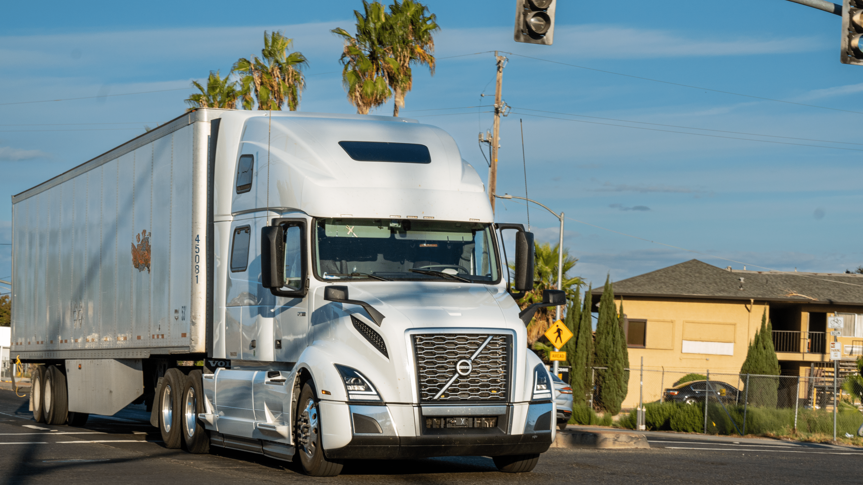 White semi truck on a sunny day
