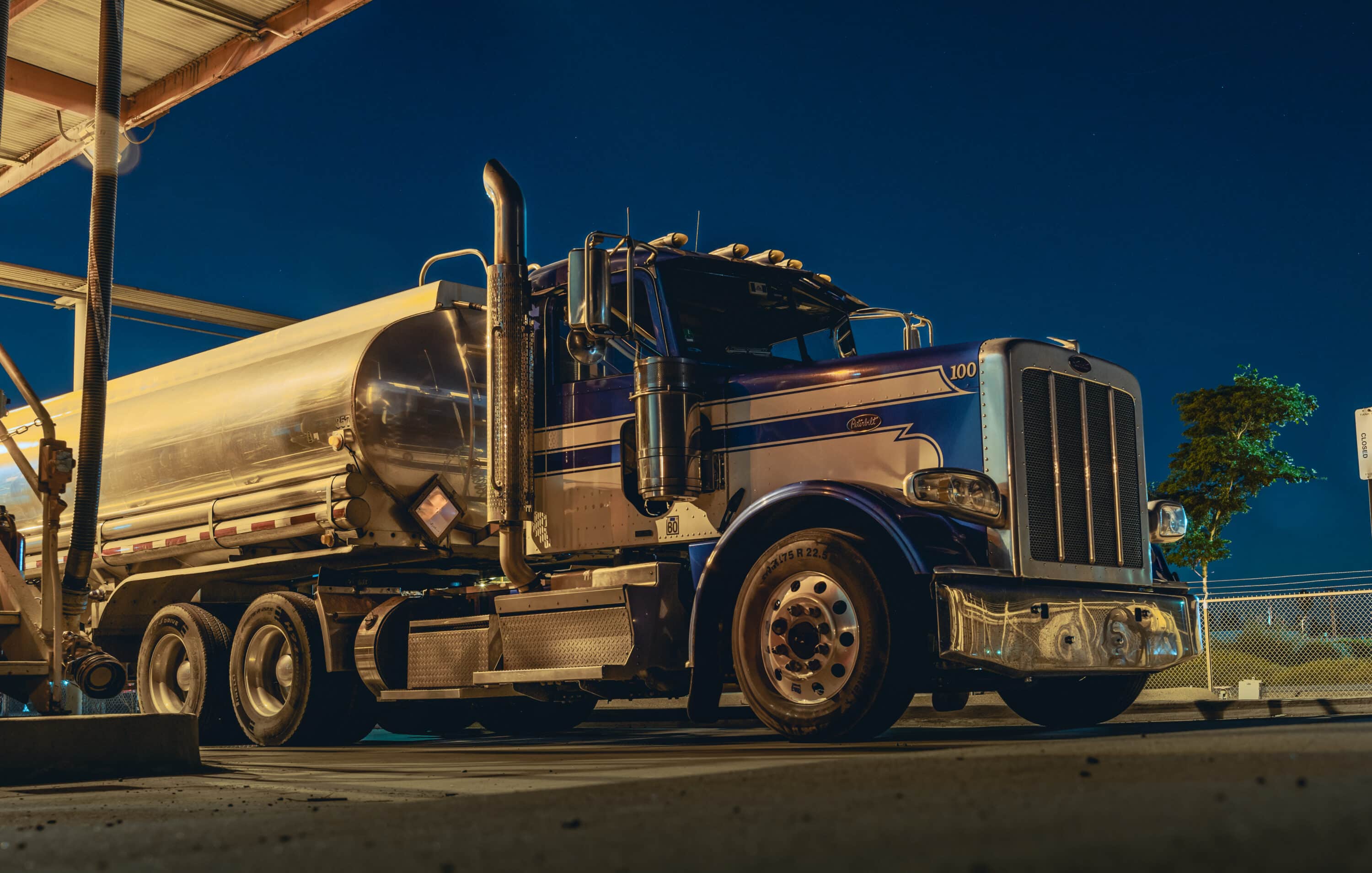 truck on the gas station