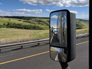 side mirror of big rig