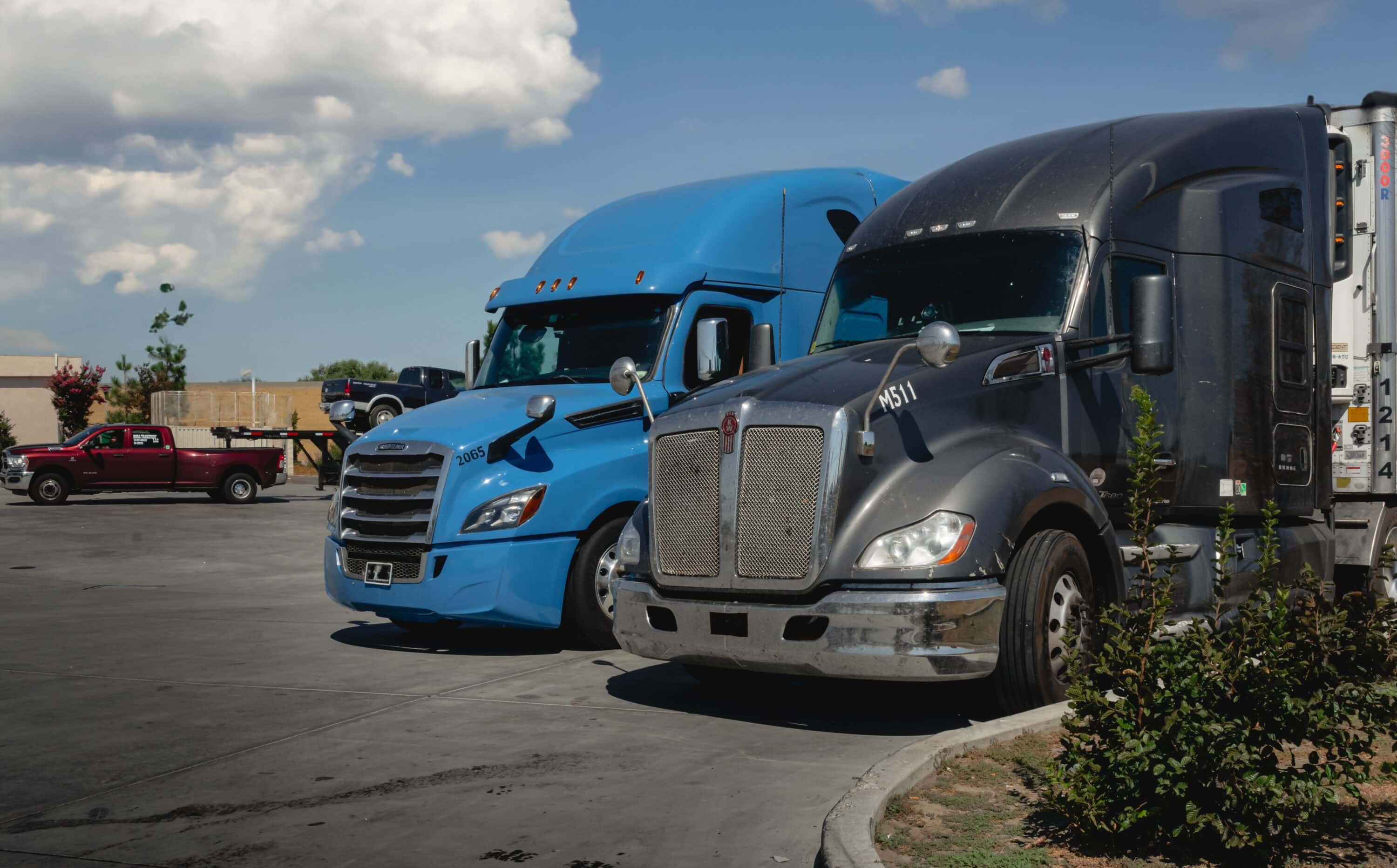 Semi trucks on the parking lot