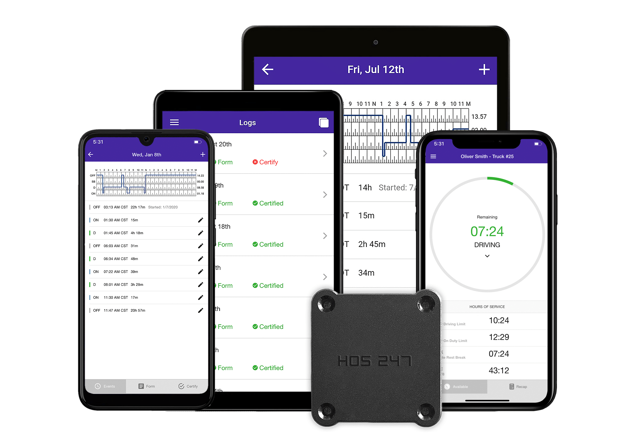 HOS247 e logs app for truckers