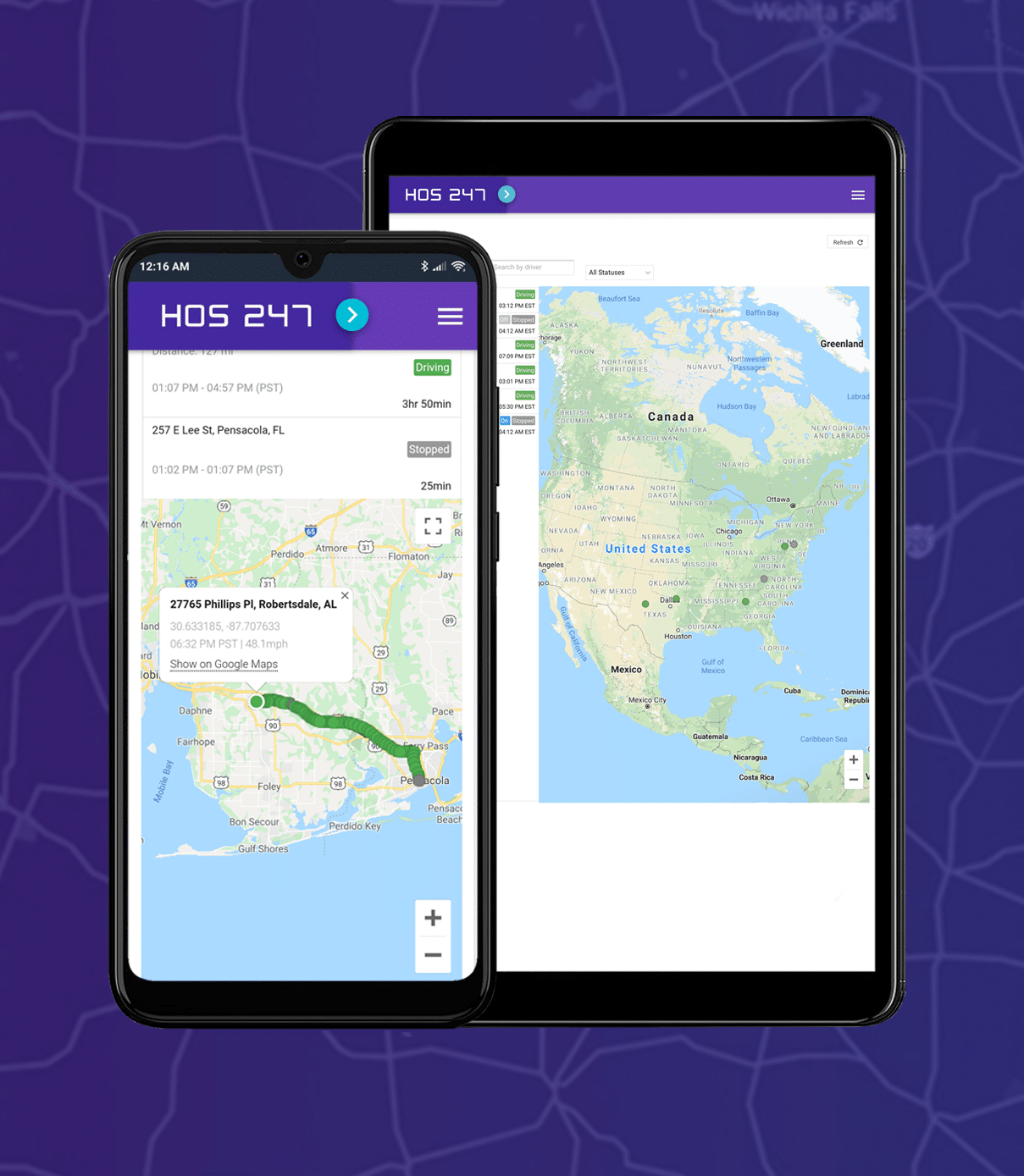 HOS247 ELD and gps fleet tracking app