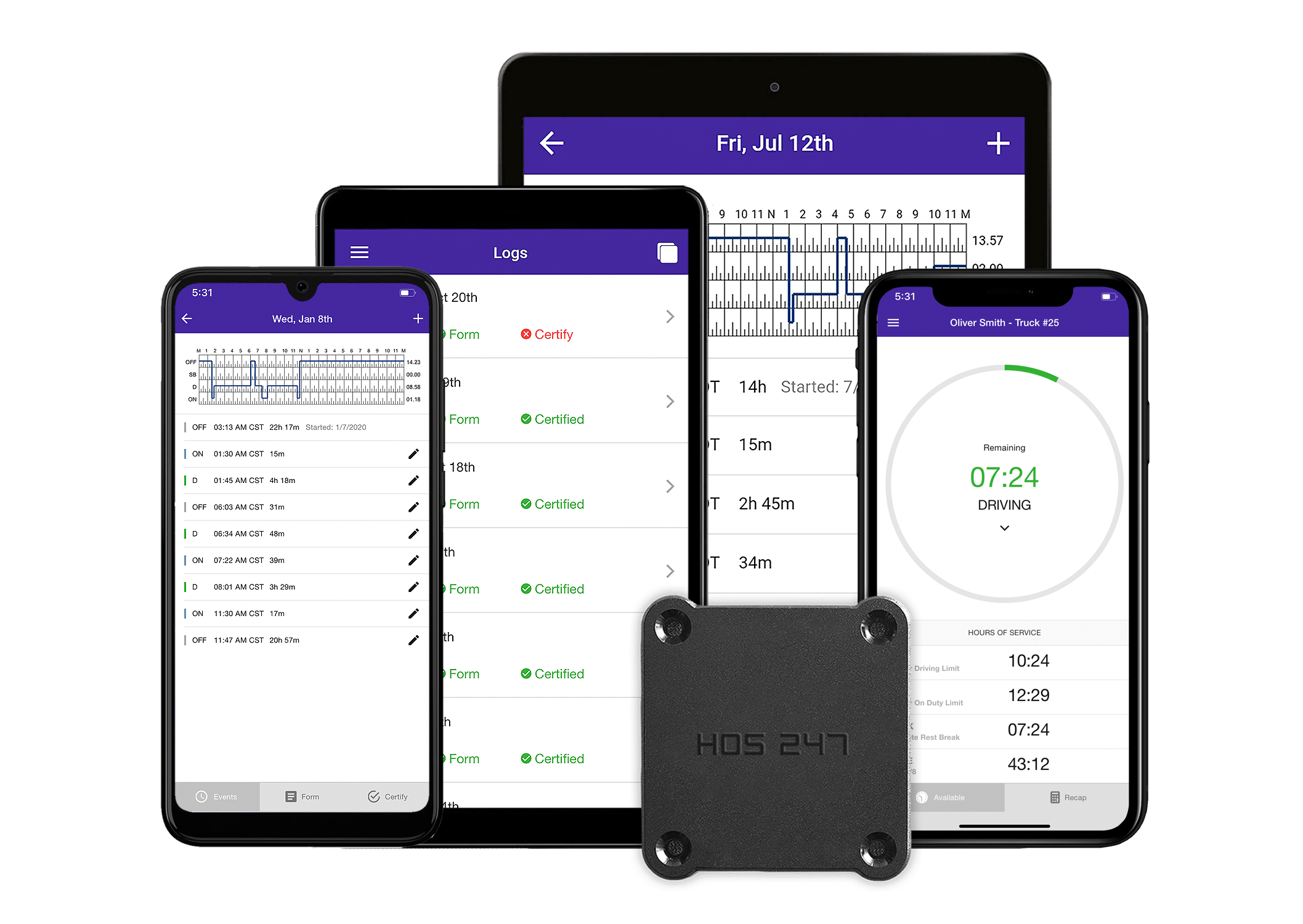 HOS247 e log app