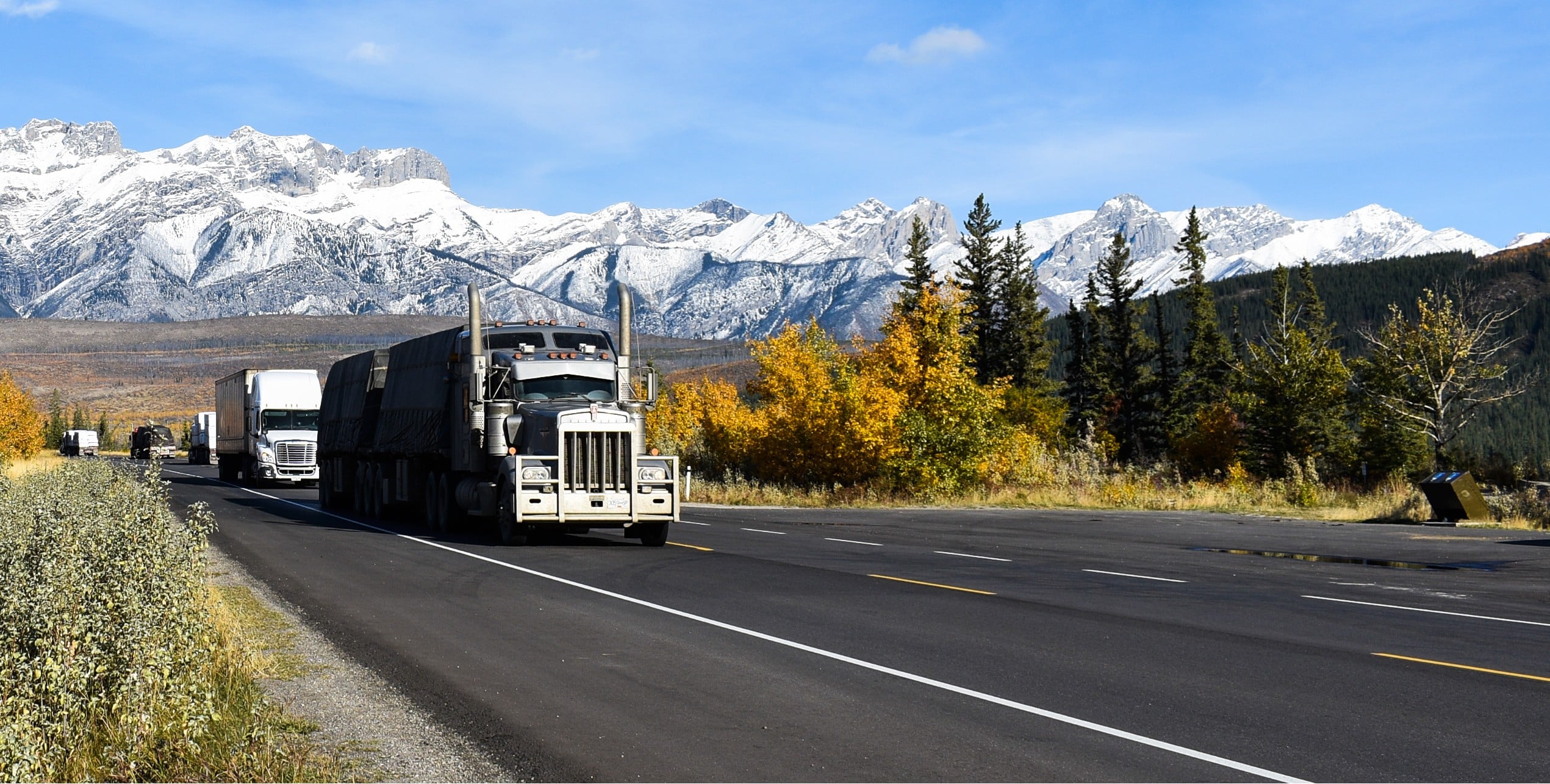 Truck on highway in mountains