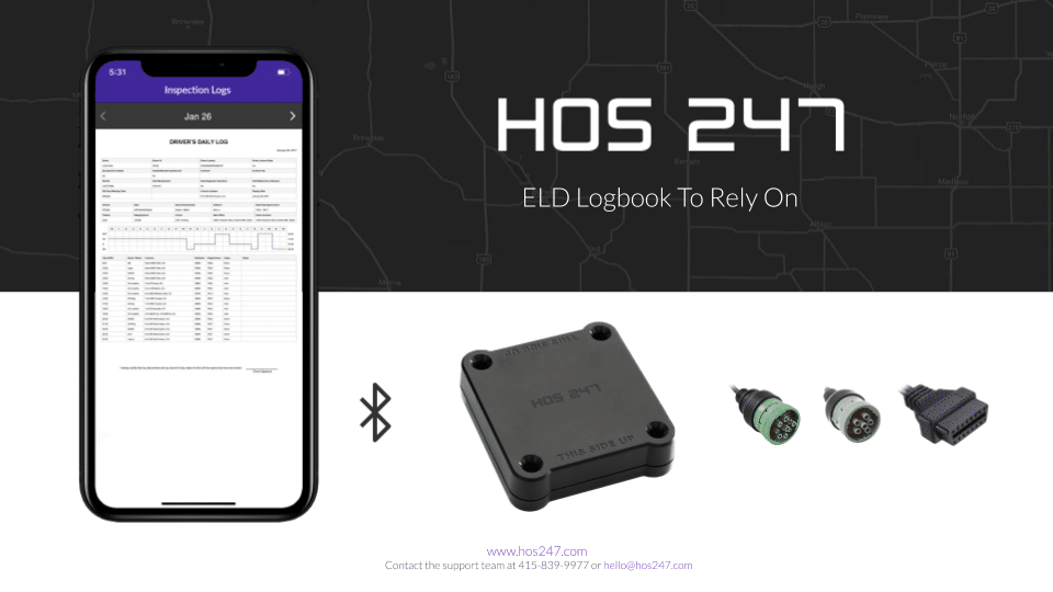 HOS247 ELD logbook app and hardware