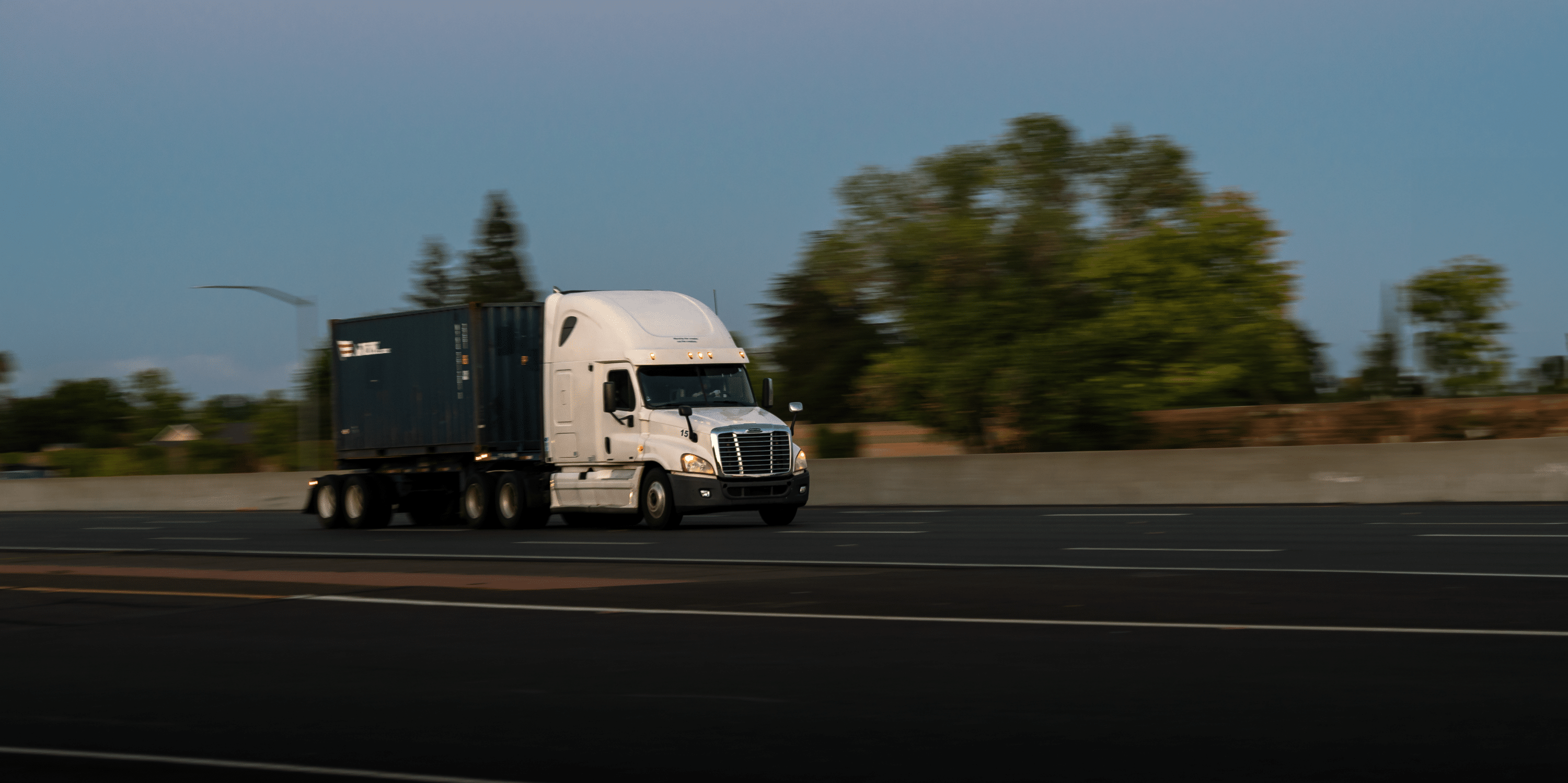 white bonnet truck on the road