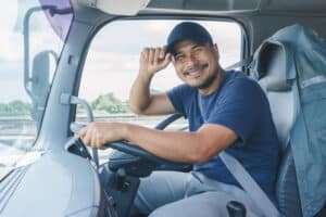 commercial driver greeting the camera