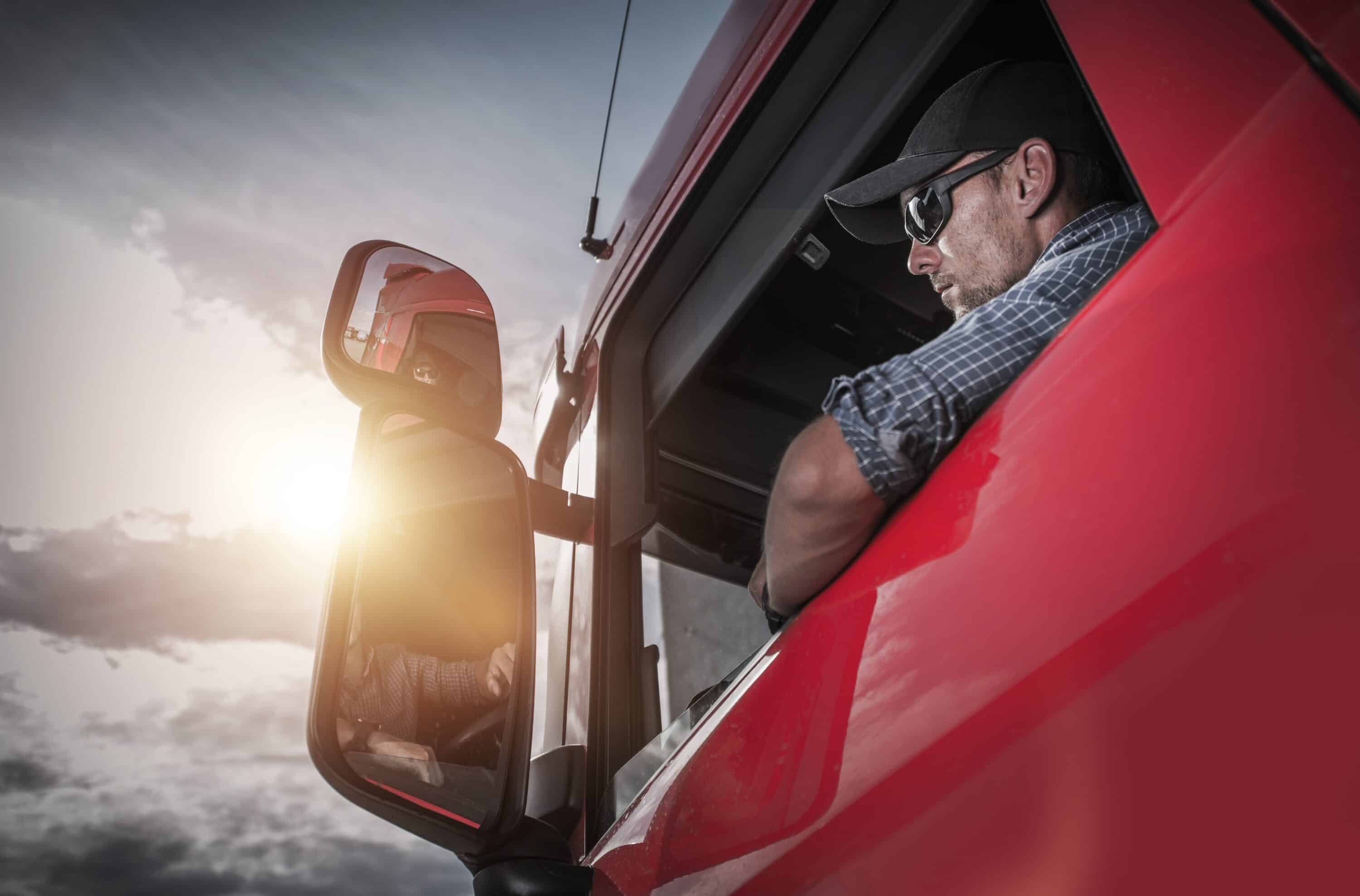 trucker sitting in the cabin