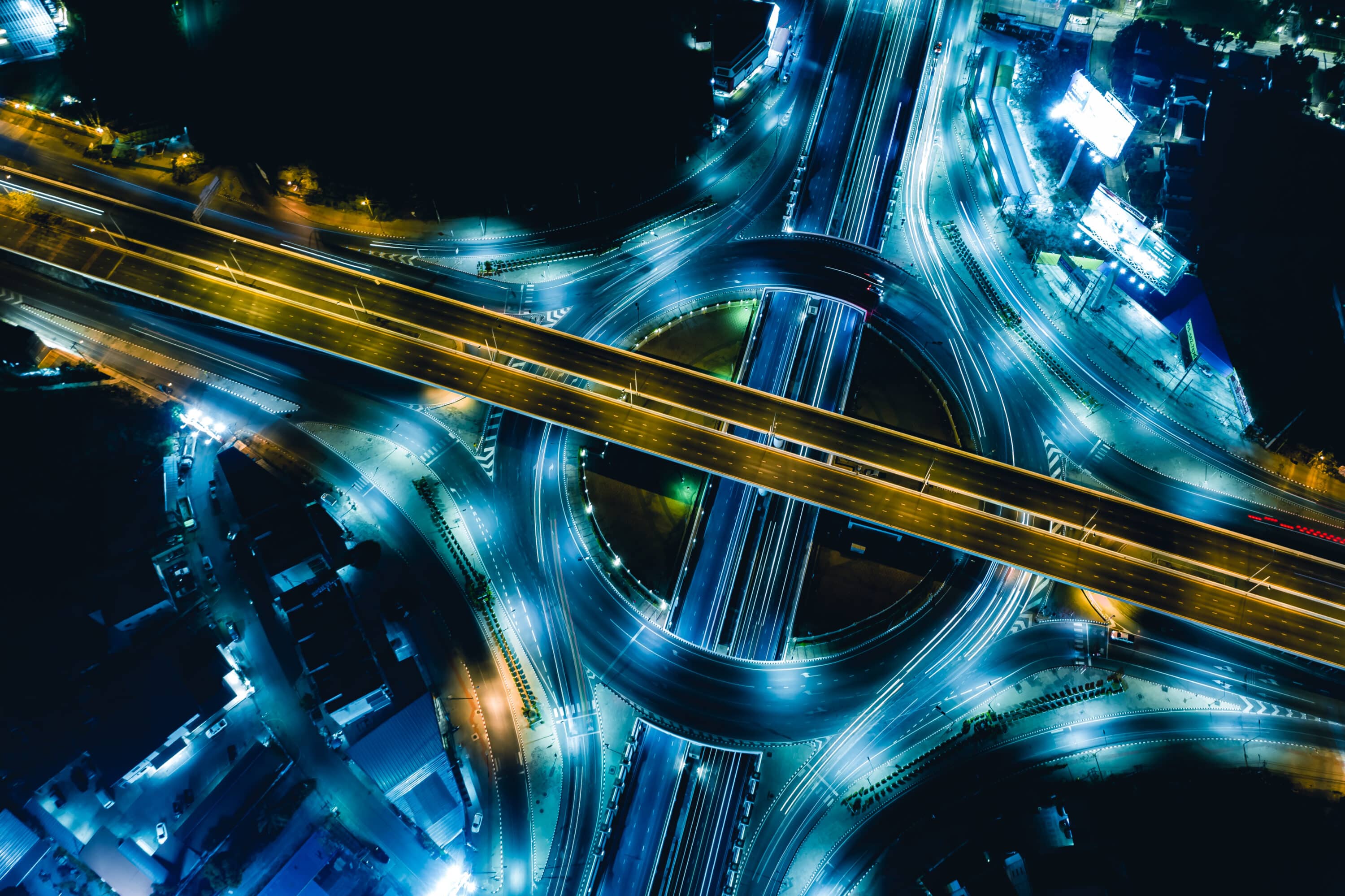 night view of modern transportation