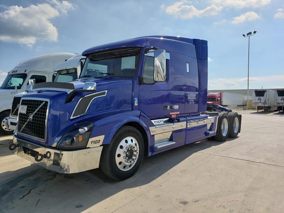 Blue Volvo semi-truck parked outdoors for Clean Truck Check compliance inspection.